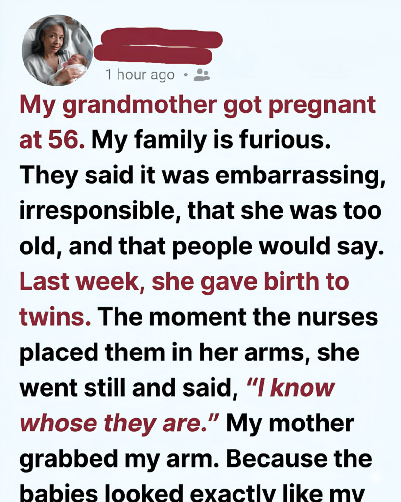 MY 56-YEAR-OLD GRANDMOTHER ANNOUNCED SHE WAS PREGNANT — AND MY FAMILY TREATED IT LIKE A DISASTER UNTIL THE DAY THE